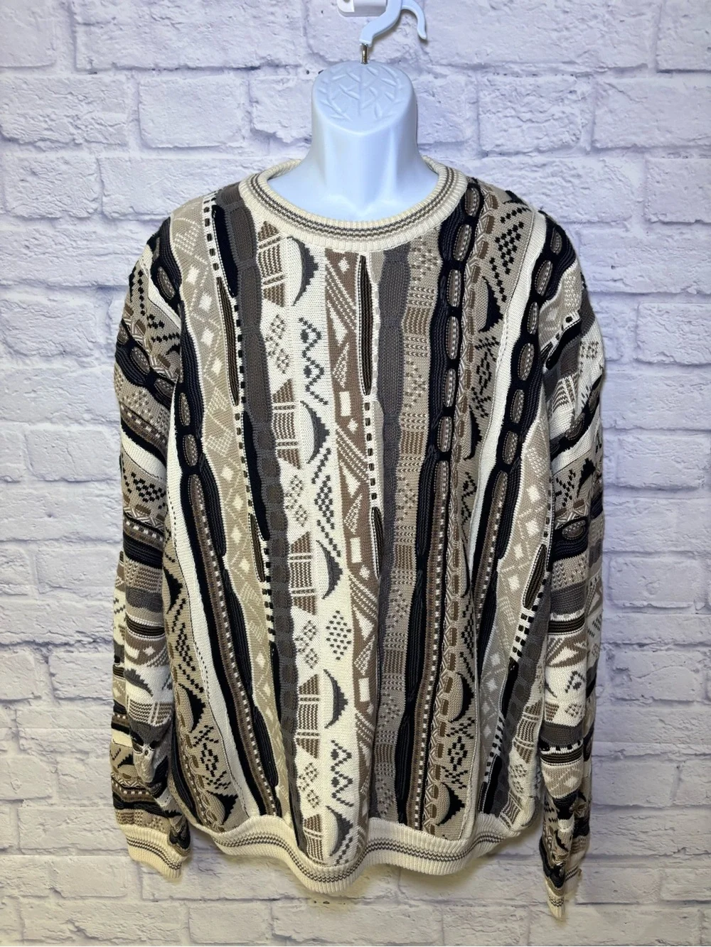 Vintage Cotton Traders Coogi Style 3D Knit Multicolor Sweater XXLT